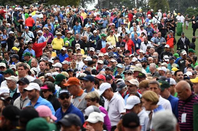 April 5, 2017 - Augusta, GA, USA - Patrons leave the course at Augusta National Golf Club as inclement weather approaches on Wednesday, April 5, 2017. Patrons were notified by a horn and statement to leave the course shortly after 10 a.m. Player practice was suspended and the Par 3 tournament was canceled. Masters practice canceled due to weather - ZUMAm67_ 20170405_zaf_m67_003 Copyright: xJeffxSinerx