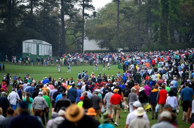 April 5, 2017 - Augusta, GA, USA - Patrons leave the course at Augusta National Golf Club as inclement weather approaches on Wednesday, April 5, 2017. Patrons were notified by a horn and statement to leave the course shortly after 10 a.m. Player practice was suspended. Masters practice canceled due to weather - ZUMAm67_ 20170405_zaf_m67_014 Copyright: xJeffxSinerx