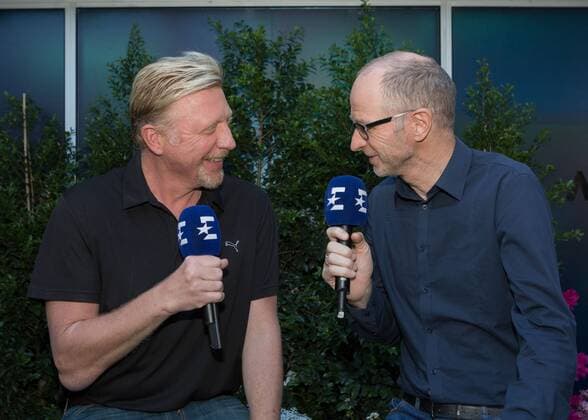 Eurosport Kommentatoren BORIS BECKER und MATTHIAS STACH im Gesparaech, Mikrofon,Portrait, Australian Open 2017 - Melbourne Park - Melbourne - Victoria - Australia - 26 01 2017. Juergen Hasenkopf