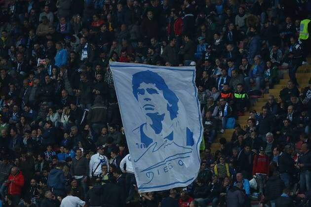 Striscione di Diego Maradona Napoli 05-04-2017 Stadio San Paolo Football Calcio Coppa Italia 2016 2017 Semifinale Ritorno. Napoli - Juventus Foto Cesare Purini Insidefoto cesarexpurini