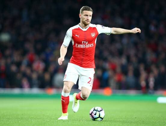 April 5, 2017 - London, United Kingdom - Arsenal s Shkodran Mustafi.during the EPL Premier League match between Arsenal and West Ham United at The Emirates, London, England on 05 April 2017. Arsenal v West Ham United - Premier League  - ZUMAn230 20170405_zaa_n230_774 Copyright: xKieranxGalvinx