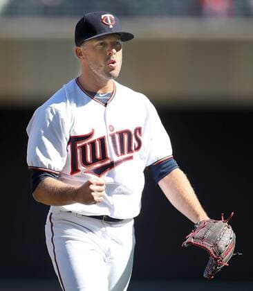 April 6, 2017 - Minneapolis, MN, USA - Minnesota Twins closer Brandon Kintzler celebrates the final out in a 5-3 win against the Kansas City Royals at Target Field in Minneapolis on Thursday, April 6, 2017. Kansas City at Minnesota - ZUMAm67_ 20170406_zaf_m67_036 Copyright: xElizabethxFloresx