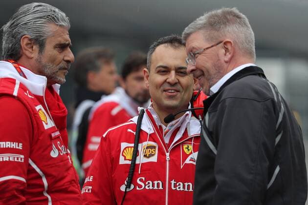 Chinese Grand Prix, Shanghai 06 - 09 April 2017 07.04.2017 - Free Practice 2, Maurizio Arrivabene (ITA) Ferrari Team Principal, Diego Ioverno (ITA) Ferrari Operations Directo and Ross Brawn (GBR) Formula One Managing Director of Motorsports 
