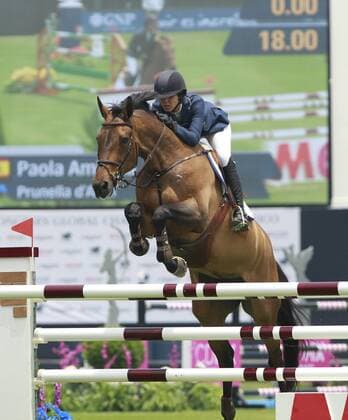 Spanish rider Paola Amilibia participates in the second day of competitions of equestrian jump during the 2017 Longines Global Champions Tour in Mexico City, Mexico, 07 April 2017. Longines Global Champion Tour !ACHTUNG: NUR REDAKTIONELLE NUTZUNG!  Copyright: xMarioxGuzmánx MEX13 20170407-636271950487712355