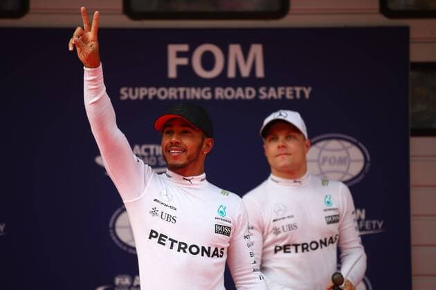 Chinese Grand Prix, Shanghai 06 - 09 April 2017 08.04.2017 - Qualifying, Lewis Hamilton (GBR) Mercedes AMG F1 W08 pole position and 3rd place Valtteri Bottas (FIN) Mercedes AMG F1 W08 