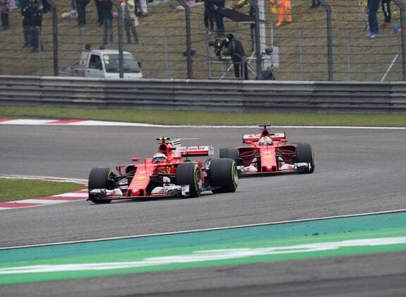 Kimi Raikkoenen (Scuderia Ferrari) vor Sebastian Vettel (Scuderia Ferrari), Grosser Preis von China 2017, Rennen, Motorsport, Formel 1, 09.04.2017, Shanghai Copyright: xAndre Eibner-Pressefotox EP_JAE