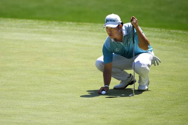 Golf: Matsuyama drops to 28th after 3rd round of Masters Hideki Matsuyama of Japan lines up a putt on the sixth green during the third round of the Masters Tournament at Augusta National Golf Club on April 8, 2017. Matsuyama carded a 2-over 74 to fall into a tie for 28th. 
