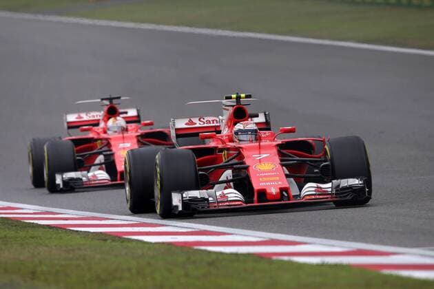 Chinese Grand Prix, Shanghai 06 - 09 April 2017 09.04.2017 - Race, Kimi Raikkonen (FIN) Scuderia Ferrari SF70H and Sebastian Vettel (GER) Scuderia Ferrari SF70H 