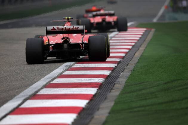 Chinese Grand Prix, Shanghai 06 - 09 April 2017 09.04.2017 - Race, Kimi Raikkonen (FIN) Scuderia Ferrari SF70H and Sebastian Vettel (GER) Scuderia Ferrari SF70H 