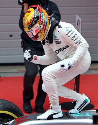 (170409) -- SHANGHAI, April 9, 2017 -- Mercedes driver Lewis Hamilton of Britain celebrates after winning the Formula One Chinese Grand Prix at the Shanghai International Circuit in Shanghai, east China, April 9, 2017. ) (SP)CHINA-SHANGHAI-F1-2017 CHINESE GRAND PRIX(CN) fanxjun 