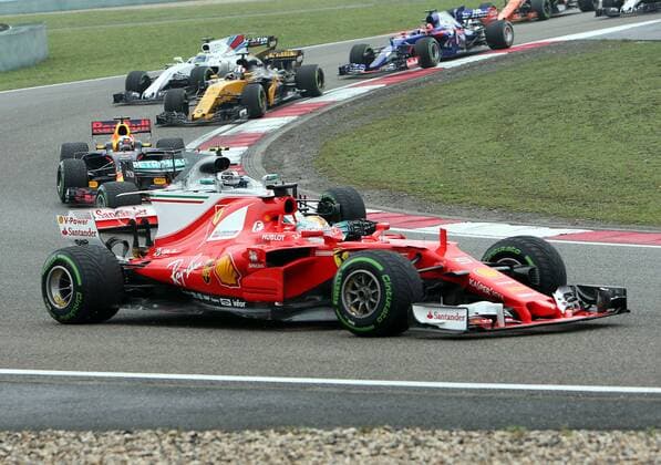 (170409) -- SHANGHAI, April 9, 2017 -- Ferrari s German driver Sebastian Vettel drives during the Formula One Chinese Grand Prix at the Shanghai International Circuit in Shanghai, east China, April 9, 2017. ) (SP)CHINA-SHANGHAI-F1-2017 CHINESE GRAND PRIX(CN) fanxjun 