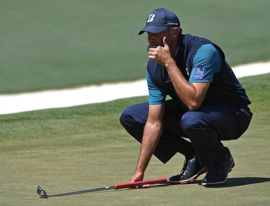 April 9, 2017 - Augusta, GA, USA - Matt Kuchar lines up a putt on the second green during the final round of the Masters Tournament on Sunday, April 9, 2017 at Augusta National Golf Club in Augusta, Ga. 2017 Masters Round 4 - ZUMAm67_ 20170409_zaf_m67_055 Copyright: xJeffxSinerx