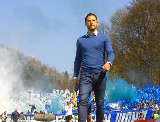 Trainer Domenico Tedesco (Aue) Fußball 2.Bundesliga 2016 17 Erzgebirge Aue - TSV 1860 München 3:0 am 9.4.2017 Erzgebirge Aue - 1860 München