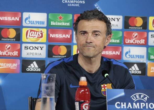 April 10, 2017 - Turin, Italy - Luis Enrique during the press conference PK Pressekonferenz before Champions League match between Juventus v Barcelona, in Turin, on April 10, 2017. FC Barcelona Barca - Press Conference  - ZUMAn230 20170410_zaa_n230_057 Copyright: xLorisxRosellix