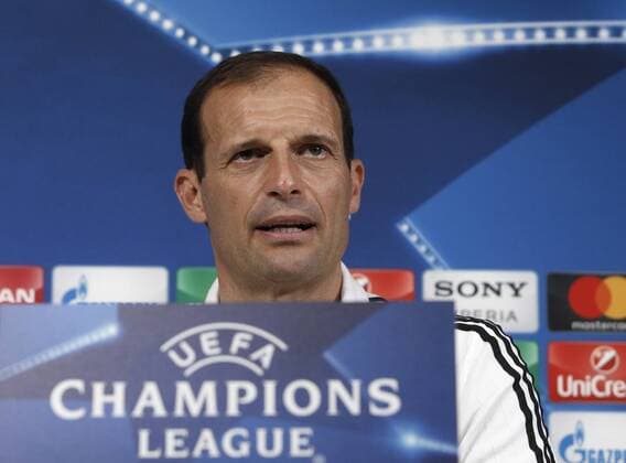 Italy: Champions League- Juventus press conference PK Pressekonferenz Juventus coach Massimiliano Allegri attends a press conference ahead of the Champions League quarter finals, first league soccer matches against Barcelona.  IsabellaxBonottox xPacificxPress