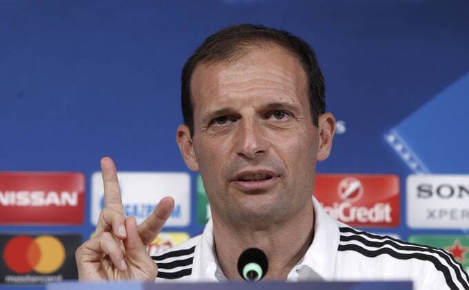Italy: Champions League- Juventus press conference PK Pressekonferenz Juventus coach Massimiliano Allegri attends a press conference ahead of the Champions League quarter finals, first league soccer matches against Barcelona.  IsabellaxBonottox xPacificxPress