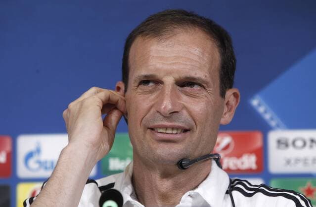 Italy: Champions League- Juventus press conference PK Pressekonferenz Juventus coach Massimiliano Allegri attends a press conference ahead of the Champions League quarter finals, first league soccer matches against Barcelona.  IsabellaxBonottox xPacificxPress