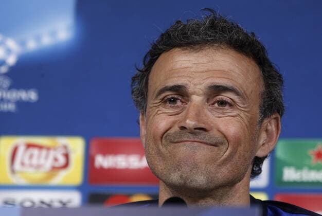 Italy:Champions League- Barcelona press conference PK Pressekonferenz Barcelona coach Luis Enrique attends a press conference ahead of the Champions League quarter finals first league soccer match against Juventus.  IsabellaxBonottox xPacificxPress