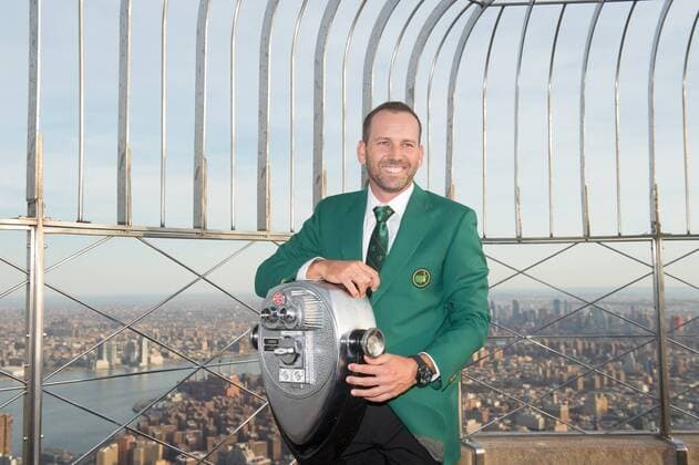 April 10, 2017 - New York, New York, U.S - PGA Golf Herren Masters 2017 winner SERGIO GARCIA visits the Empire State Building, April 10, 2017 in New York. PGA Masters 2017 winner Sergio Garcia visits the Empire State Building - ZUMAb148 20170410_zap_b148_027 Copyright: xBryanxSmithx