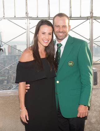 April 10, 2017 - New York, New York, U.S - PGA Golf Herren Masters 2017 winner SERGIO GARCIA and his fiancÅ½ ANGELA AKINS visit the Empire State Building, April 10, 2017 in New York. PGA Masters 2017 winner Sergio Garcia visits the Empire State Building - ZUMAb148 20170410_zap_b148_035 Copyright: xBryanxSmithx