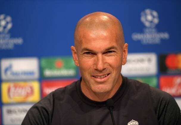 11.04.2017, Fussball Champions-League 2016 2017, Pressekonferenz von Real Madrid vor dem Viertelfinale Hinspiel, FC Bayern München - Real Madrid, in der Allianz-Arena München, Trainer Zinedine Zidane (Real Madrid). 