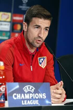 Atletico Madrid s midfielder Gabi during the press conference PK Pressekonferenz held in Madrid, Spain, 11 April of 2017. Leicester City will face Atletico Madrid in the UEFA Champions League quarter final, first leg, soccer match on 12 April. ATLETICO MADRID S PRESS CONFERENCE !ACHTUNG: NUR REDAKTIONELLE NUTZUNG!  Copyright: xChemaxMoyax 20170411-636275390613794156