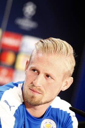 Leicester City FC s Kasper Schmeichel in press conference PK Pressekonferenz before training session. April 11, 2017.  (20170411148)