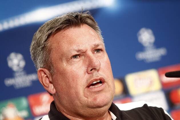 Leicester City FC s coach Craig Shakespeare in press conference PK Pressekonferenz before training session. April 11, 2017.  (20170411115)