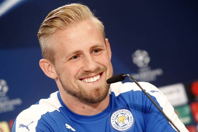 Leicester City FC s Kasper Schmeichel in press conference PK Pressekonferenz before training session. April 11, 2017.  (20170411142)