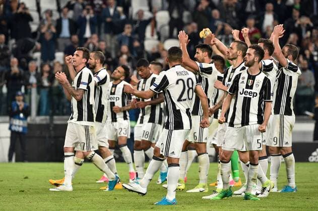 April 11, 2017 - Rome, Italy - Players of Juventus celebrate the victory during the UEFA Champions League quarter final match between Juventus and Barcelona at the Juventus Stadium, Turin, Italy on 11 April 2017. Juventus - Barcelona Champions League  - ZUMAn230 20170411_zaa_n230_218 Copyright: xGiuseppexMaffiax