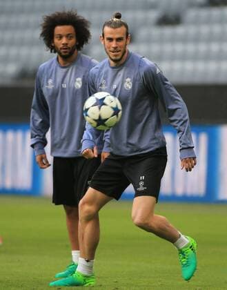 20170311, CL Viertelfinale, Abschlusstraining Real Madrid, Allianz Arena Muenchen, im Bild: Marcelo (Real Madrid), Gareth Bale (Real Madrid)