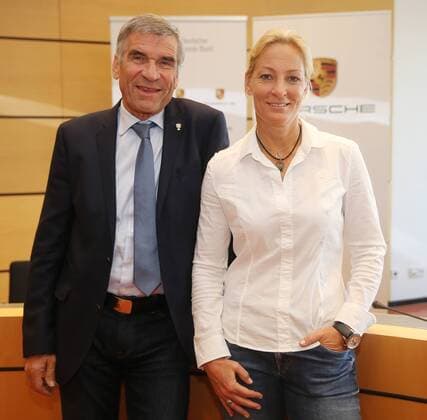 DTB-Präsident Ulrich Klaus, Barbara Rittner Tennis Fed Cup Pressekonferenz Stuttgart Deutschland, Stuttgart, 12.04.2017, Tennis, Tennis Fed Cup Pressekonferenz Stuttgart: .