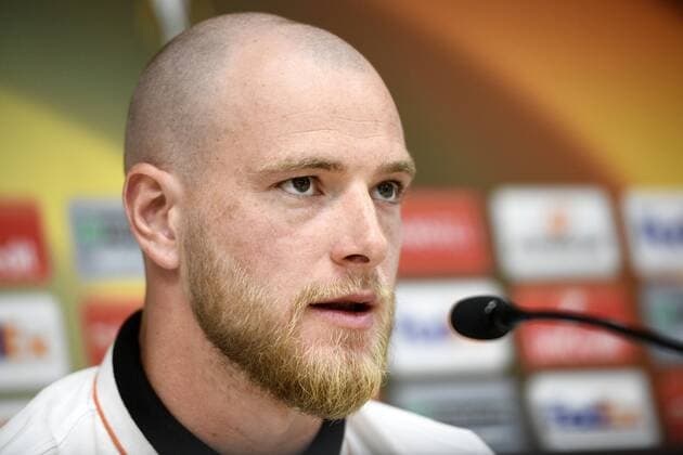 Celta s John Guidetti pictured during a press conference PK Pressekonferenz of Spanish team Celta Vigo, Wednesday 12 April 2017, in Vigo, Spain. Tomorrow Belgian soccer team RC Genk is playing against Spanish team Celta Vigo in the Europa League competition. YORICKxJANSENS  x05080594x