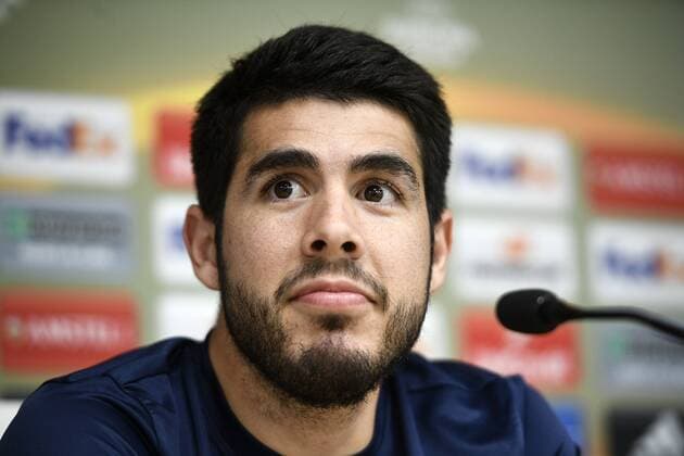 Genk s Alejandro Pozuelo pictured during a press conference PK Pressekonferenz of Belgian soccer team RC Genk, Wednesday 12 April 2017, in Vigo, Spain. Tomorrow Genk is playing against Spanish team Celta Vigo in the Europa League competition. YORICKxJANSENS  x05080610x