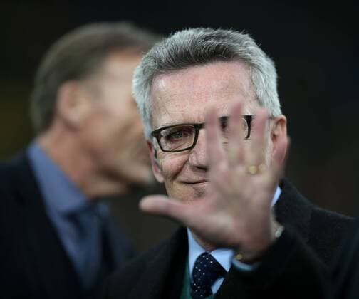 Bilder des Tages - SPORT 12.04.2017, Fussball Champions-League 2016 2017, Viertelfinale, Borussia Dortmund - AS Monaco, im Signal-Iduna-Park Dortmund. Bundesinnenminister Thomas de Maizire , Moderator Thomas Wagner 