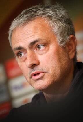 Manchester s head coach Jose Mourinho pictured during a press conference PK Pressekonferenz of UK team Manchester United ManU in Anderlecht, Wednesday 12 April 2017. Tomorrow Belgian soccer team RSC Anderlecht is playing against Manchester United in the Europa League competition. VIRGINIExLEFOUR  x05080709x