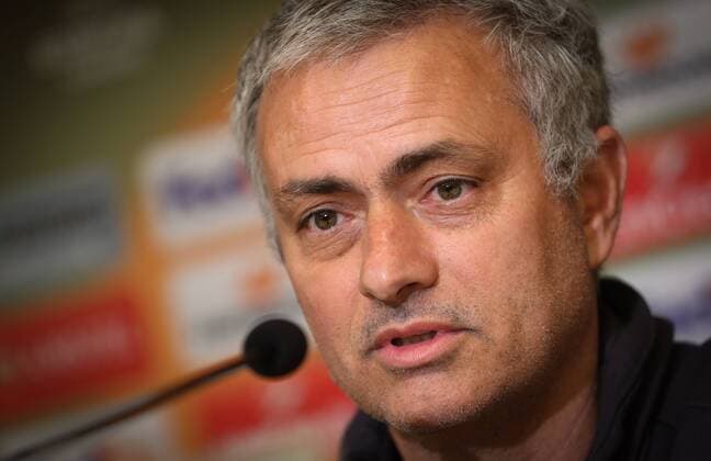 Manchester s head coach Jose Mourinho pictured during a press conference PK Pressekonferenz of UK team Manchester United ManU in Anderlecht, Wednesday 12 April 2017. Tomorrow Belgian soccer team RSC Anderlecht is playing against Manchester United in the Europa League competition. VIRGINIExLEFOUR  x05080719x