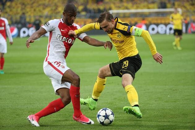 Almamy Toure ( AS Monaco 38 ) Marcel Schmelzer (Borussia Dortmund 29), Borussia Dortmund vs AS Monaco, UEFA Champions League, Viertelfinale, Nachholspiel Fussball, 12.04.2017, Dortmund Copyright: xLangerx xEibner-Pressefotox EP_HLR