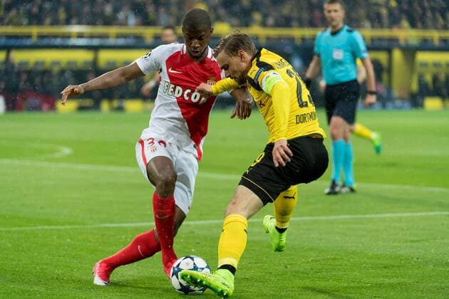 Dortmund, Germany 12.03.2017, UEFA Champions League - 2016 17 Season, BV Borussia Dortmund - AS Monaco, Almamy Toure (MCO) und Marcel Schmelzer (BVB) im zweikampf ( DeFodi001