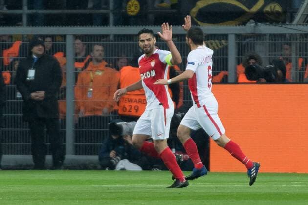 Dortmund, Germany 12.03.2017, UEFA Champions League - 2016 17 Season, BV Borussia Dortmund - AS Monaco, jubel nach dem treffer zum 0:2 durch Falcao (MCO) ( DeFodi001
