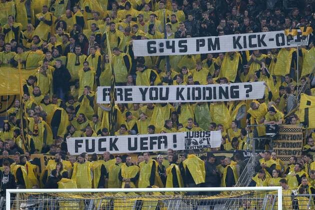 BVB Fans mit Transparenten, Borussia Dortmund vs AS Monaco, UEFA Champions League, Viertelfinale, Nachholspiel Fussball, 12.04.2017, Dortmund Copyright: xLangerx xEibner-Pressefotox EP_HLR