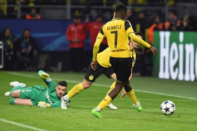 Fußball Champions League Viertelfinale Borussia Dortmund - AS Monaco am 12.04.2017 im Signal Iduna Park in Dortmund Tor zum 1:2 durch Ousmane Dembele ( Dortmund ) xRx