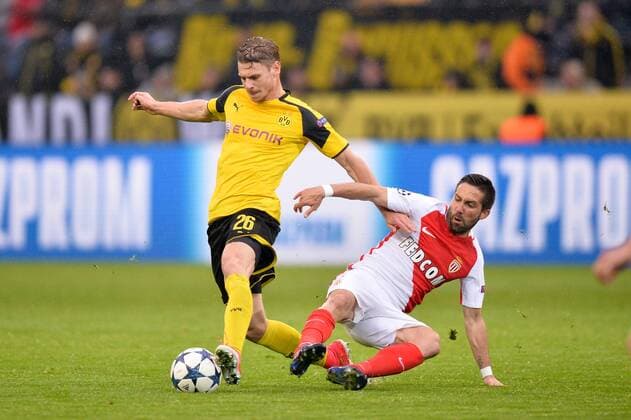 26 Lukasz Piszczek (bvb) - 08 JOAO MOUTINHO (mon) FOOTBALL : Borussia Dortmund vs Monaco - Ligue des Champions - 12 04 2017 AnthonyBIBARD FEP Panoramic 