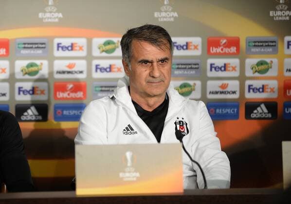 Besiktas coach Senol Gunes gives a press conference PK Pressekonferenz on the eve of the team s a day before their UEFA Europa League Quarter final first match against Lyon on April 12, 2017 in Lyon , France. 
