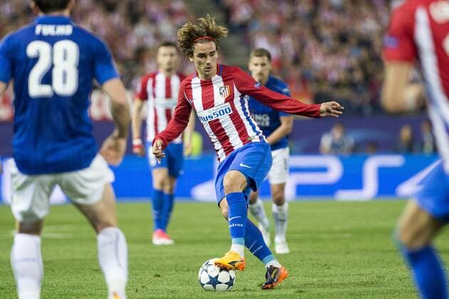 Antoine Griezmann of Atletico de Madrid during the match of Champions LEague between Atletico de Madrid and LEicester City Football Club at Vicente Calderon Stadium in Madrid, Spain. April 12, 2017.  (20170412093)