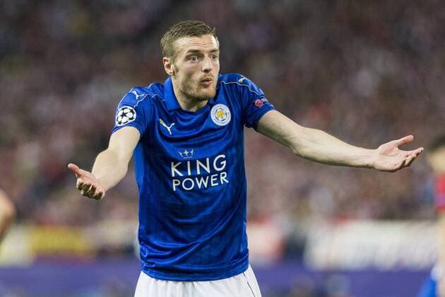 Jamie Vardy of Leicester City Football Club during the match of Champions LEague between Atletico de Madrid and LEicester City Football Club at Vicente Calderon Stadium in Madrid, Spain. April 12, 2017.  (20170412103)