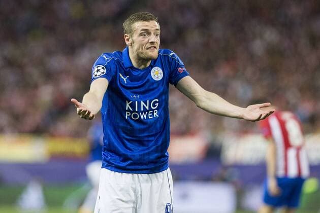 Jamie Vardy of Leicester City Football Club during the match of Champions LEague between Atletico de Madrid and LEicester City Football Club at Vicente Calderon Stadium in Madrid, Spain. April 12, 2017.  (20170412104)