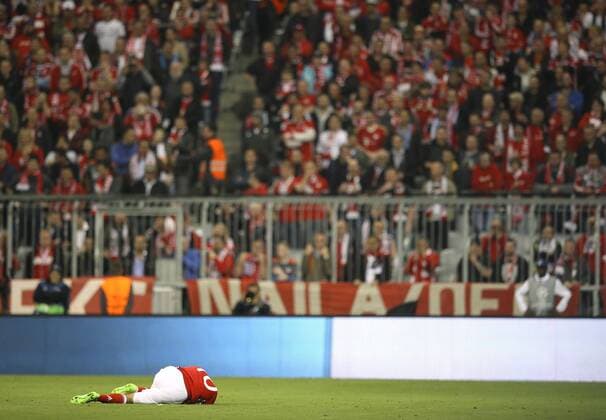 Foto: Verlierer Bayern , Arjen Robben am Boden zerstört Fussball - Championsleague am Mi. 12.04.2017 Viertelfinale, Bayern München - Real Madrid