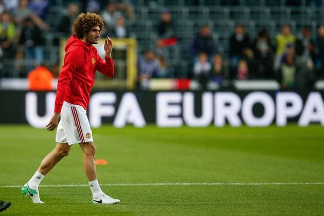 Manchester s Marouane Fellaini pictured before a soccer game between Belgian team RSC Anderlecht and English club Manchester United ManU F.C. in Brussels, Thursday 13 April 2017, the first leg of the quarter finals of the Europa League competition. BRUNOxFAHY  x05081060x