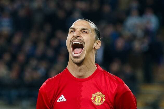 Manchester s Zlatan Ibrahimovic pictured at the start of a soccer game between Belgian team RSC Anderlecht and English club Manchester United ManU F.C. in Brussels, Thursday 13 April 2017, the first leg of the quarter finals of the Europa League competition. BRUNOxFAHY  x05081065x